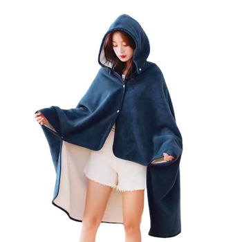 Blanket Shawl 2023 New Style Cape Style Thickened fleece-lined Double Layer Warm Office Nap Student Blanket Winter