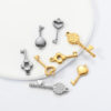 European and American Stainless Steel Oil Pressure Hollow Key Small Pendant DIY Necklace Bracelet Fashion Small Key Titanium Steel Accessories