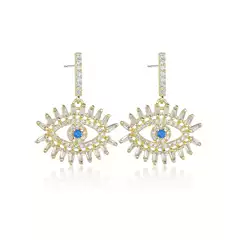 Lucky Eye Light Luxury Earrings Geometric Earrings AAA Zircon Inlaid S925 Sterling Silver Needle Leng Yan Distinctive Women's Earrings