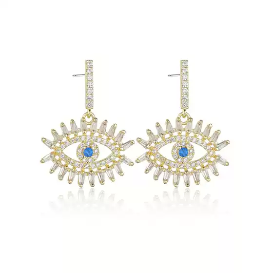 Lucky Eye Light Luxury Earrings Geometric Earrings AAA Zircon Inlaid S925 Sterling Silver Needle Leng Yan Distinctive Women's Earrings