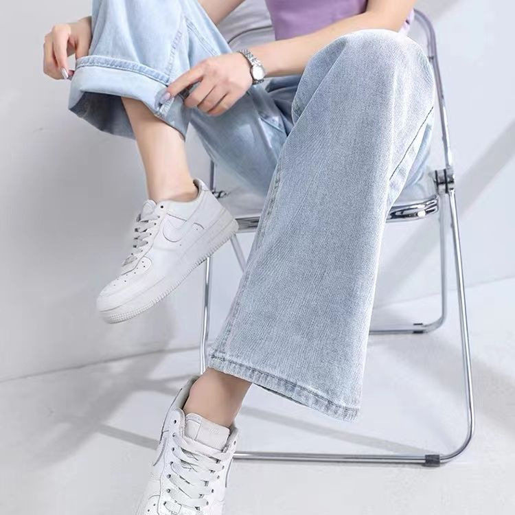 High Waisted Wide Leg Jeans for Women Cropped Length Slim Fit Flattering for Pear Shapes Versatile Casual Wear