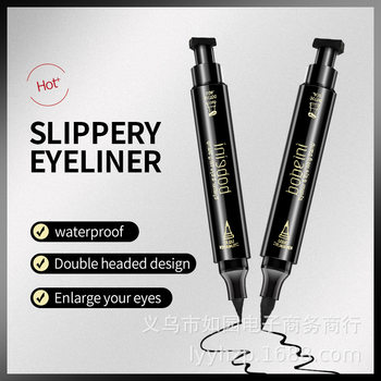 Cross-border makeup bobeini double-headed seal eyeliner waterproof sweat-proof quick-drying non-dizzy makeup triangle eyeliner pen
