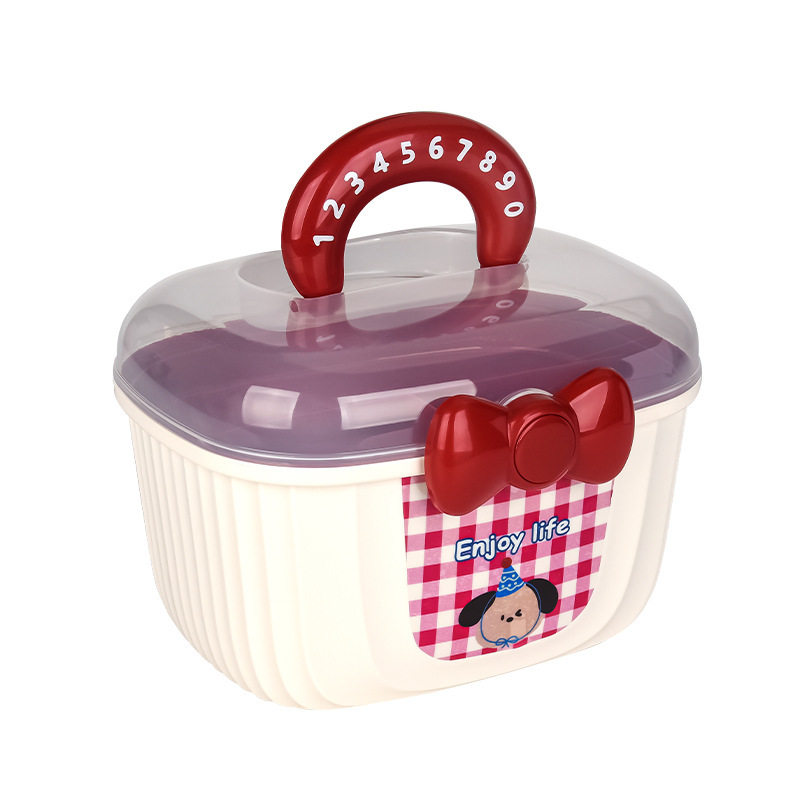 Ins Style Kidsren's Hairpin Stationery Magic Bow Storage Box Transparent Dustproof Storage Box Double Layer Hair Accessories Box