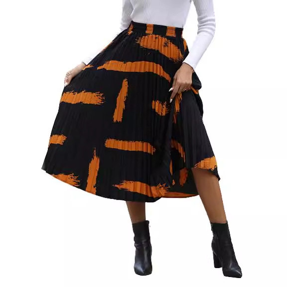 Casual A Line Skirt Irregular Print Trendy Design Womens Fashion Suitable for Daily Wear Wholesale Available