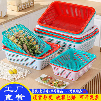 Kitchen Draining Basket for Fruits and Vegetables, Hollow Vegetable Washing Basket, Water Filtering Basket, Multifunctional Sorting and Storage Basket, Thickened Plastic Basket