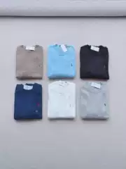 Cross-Border Supply of Laffy Pony Embroidered Logo Knitted Round Neck Bottoming Sweater Casual Loose Men and Women