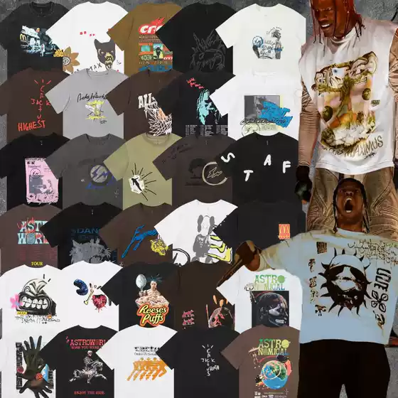 Travis Scott Short-Sleeved Correct Version of Utopia Ts Joint Same Style Utopia Limited American High Street T-Shirt