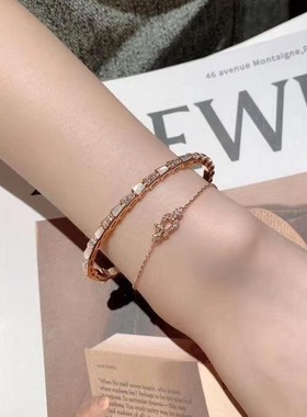 Rusizi马蹄手链版本厚镀18k金小号镶钻满钻马蹄扣手饰品女发