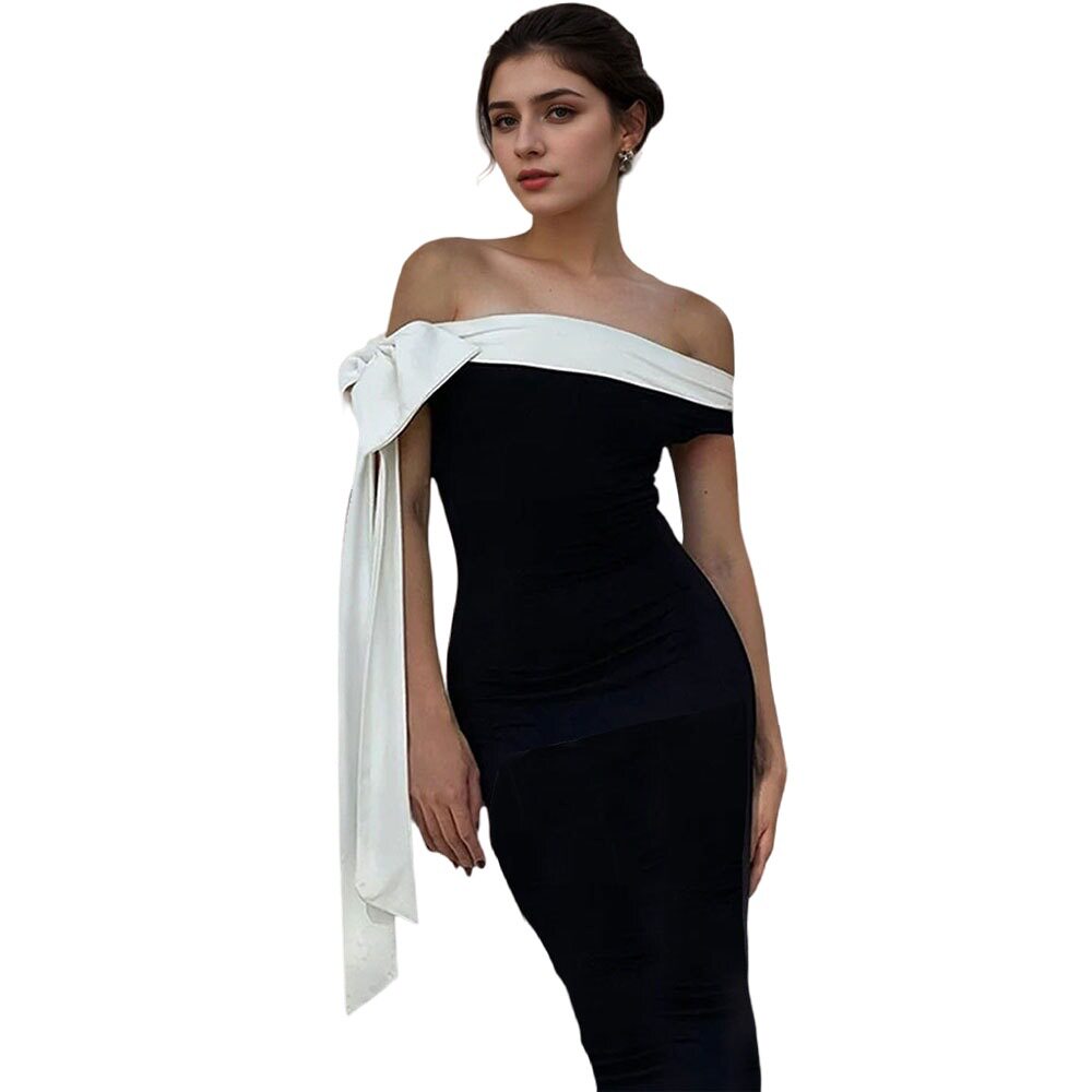 Off Shoulder Dress Elegant Fit Solid Color Summer Style with Flowing Straps Wholesale Womens Fashion Apparel