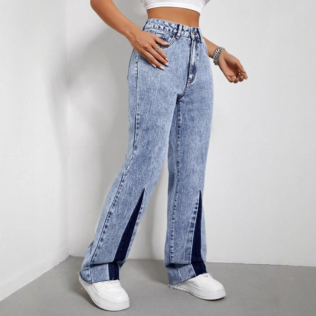 High Waisted Wide Leg Denim Pants Loose Fit Floor Length Casual Style Perfect for Everyday Wear Wholesale Available