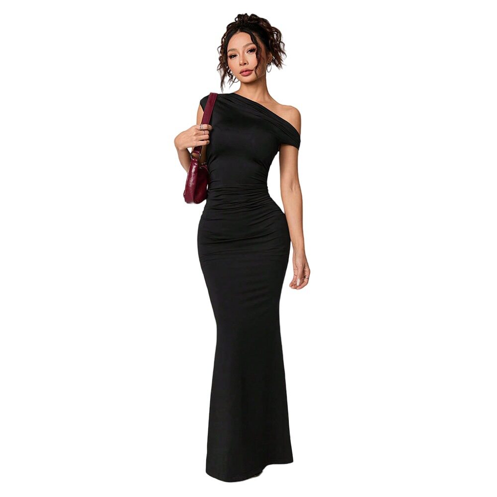 Summer Off Shoulder Black Evening Dress Elegant Sexy Celebrity Style Perfect for Parties and Formal Events