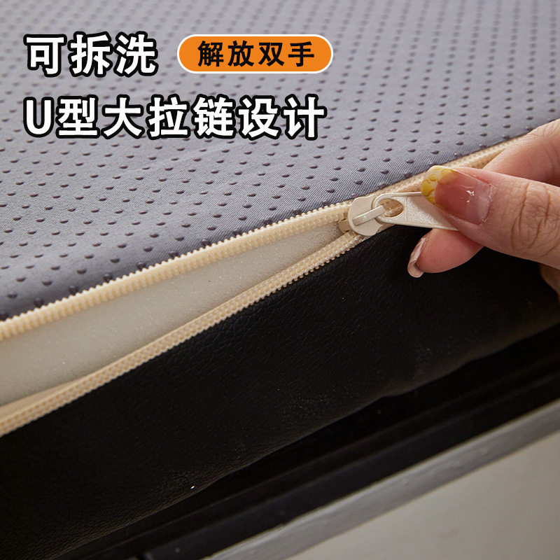 New French Style Simple Accessible Luxury High-End Cat Scratch Leather Sponge Bay Window Mat Window Sill Mat Imitation Leather Removable and Washable Seat Cushion