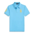 Polo shirt-lake blue big gold label