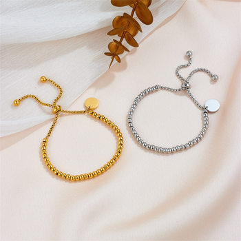 European and American Cross-Border Titanium Steel Jewelry, Vintage Style, Versatile Round Pendant, Stainless Steel Color-Preserving Gold-Plated Chain Bracelet for Women