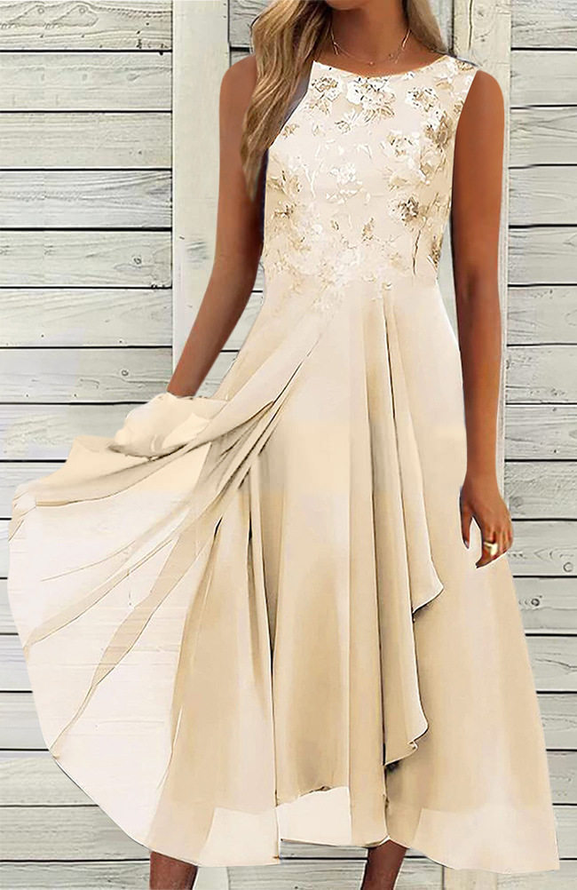 Sleeveless Chiffon Lace Long Dress Elegant Hollow Out Design Perfect for Bridesmaids and Evening Events Wholesale