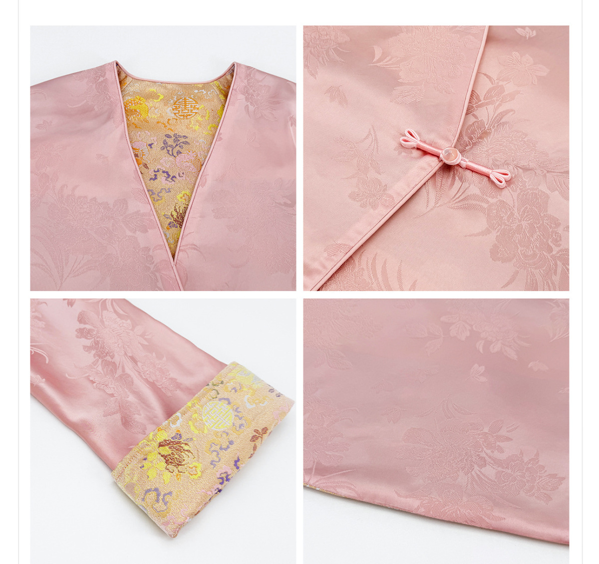 Bộ đôi áo khoác dệt jacquard hai mặt cài khuy kèm váy hai dây ren satin dài — Áo khoác dệt jacquard (giao hàng trong 7 ngày), Váy hai dây (giao hàng trong 7 ngày)