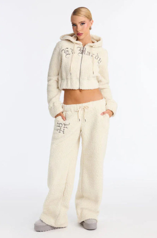 Womens Plush Hoodie Tracksuit Embroidered Zipper Pockets Casual Style Perfect for Everyday Wear Wholesale Available