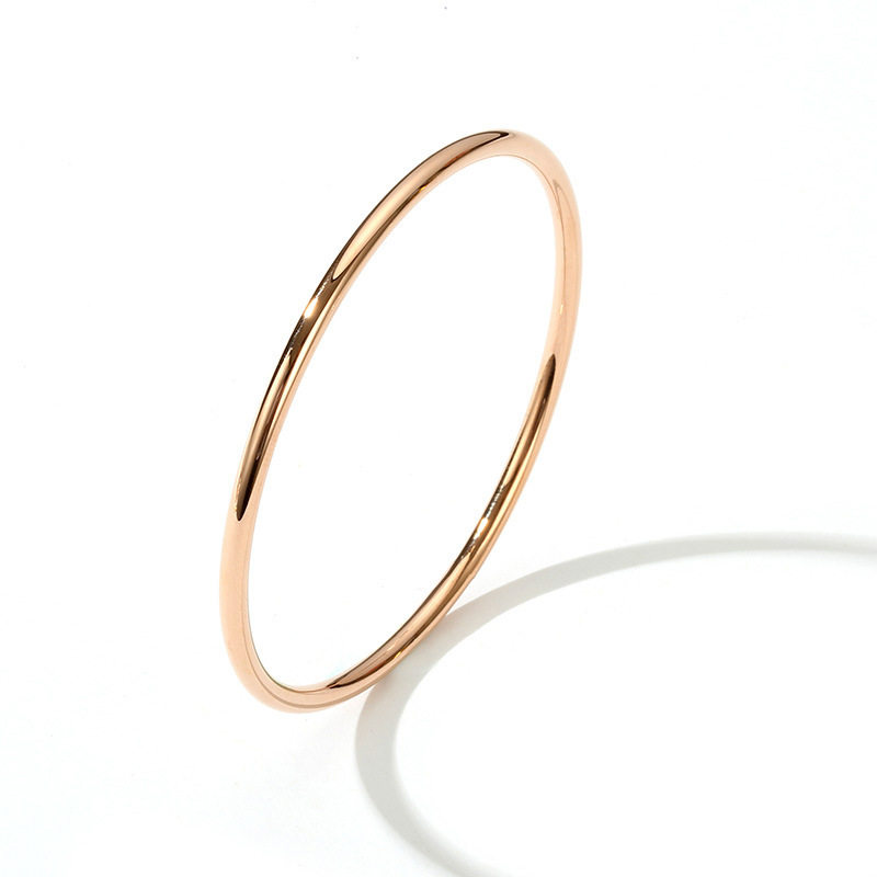Tiktok Trending European and American Minimalist Gold Titanium Steel 3mm Coil Bracelet Cool Style Women's Thin Round Line Plain Ring Bracelet