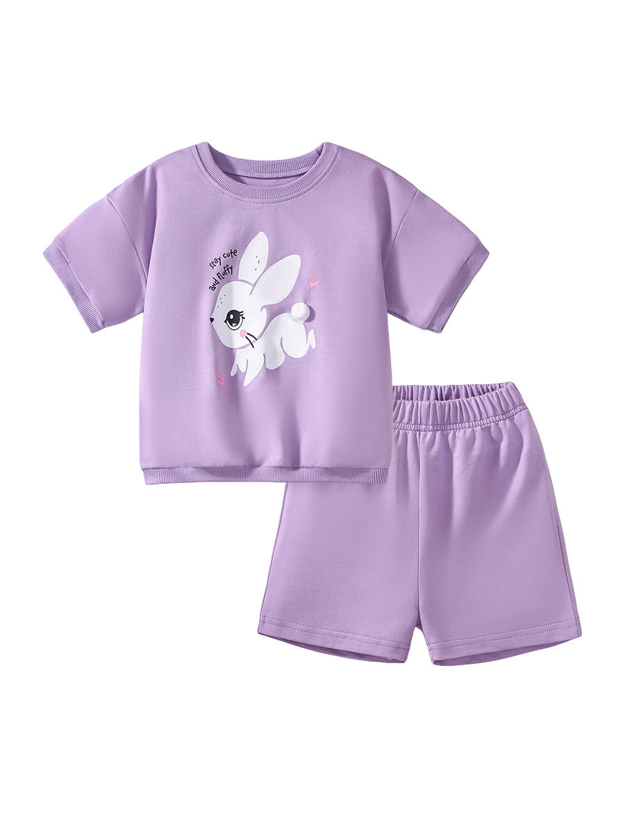 Custom-made Cute Girls' Set, Summer Kids' 2-piece Outfit, Cartoon Cotton Kids' Set
