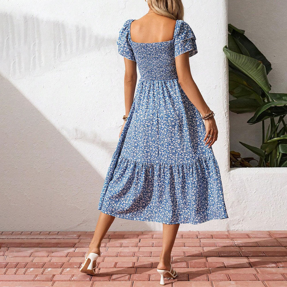 TK Cross-border Women's Bohemian Elegant Floral Summer Dress