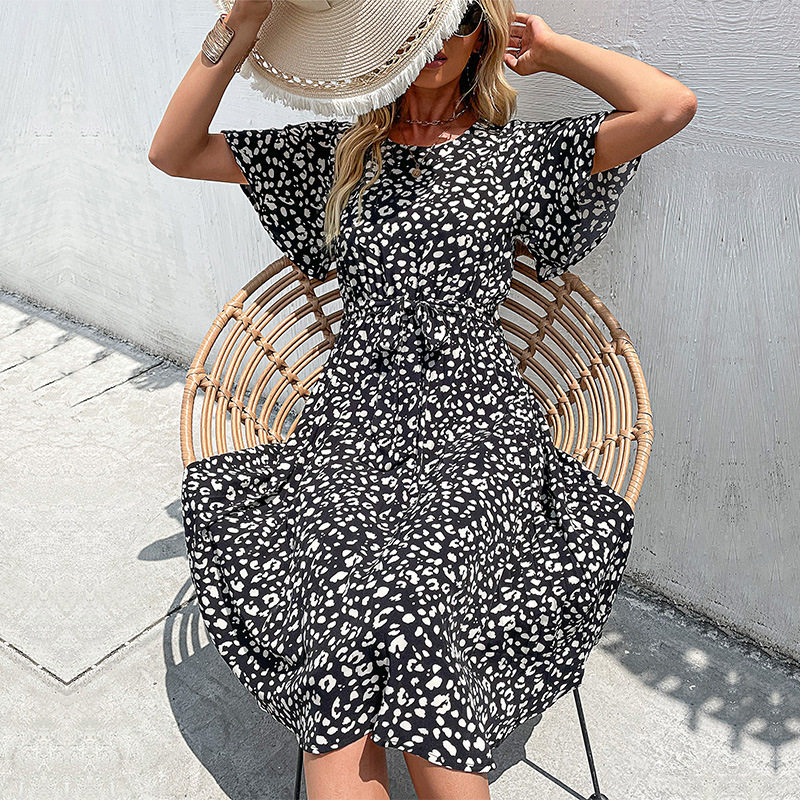 Elegant Leopard Print Maxi Dress Summer Vacation Style Womens Fashion Wholesale Available low MOQ