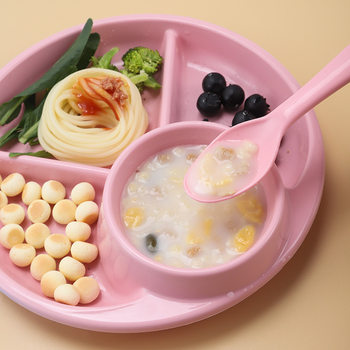 Food Grade Baby Dinner Plate Split Plate Baby Sucker Integrated Children's Tableware Learning to Eat Practice Supplementary Bowl