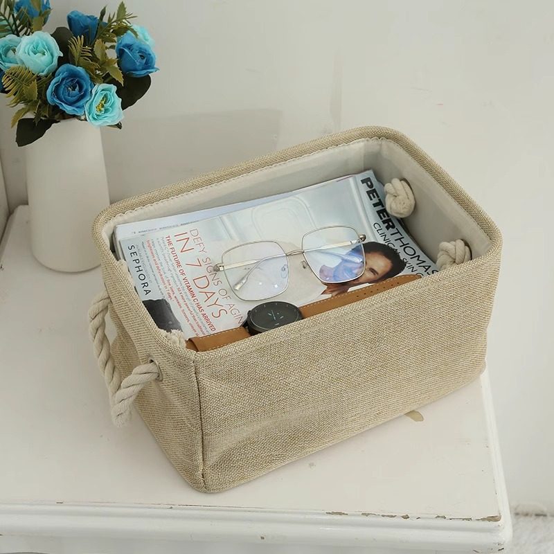 Foldable Linen Storage Basket Fabric Large-Capacity Cosmetics Sundry Storage Box Dirty Clothes Basket Dust-Proof Storage