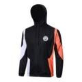 Manchester city - single-sided hooded black, white, and orange windbreaker