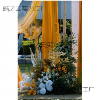 Wedding Curtain Gauze Ceiling Cloth Pearl Chiffon Polyester Cloth Wedding Hall Arch Curtain Curtain Arrangement Leidezhu