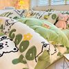 Class A autumn and winter fleece-lined thickened milk velvet four-piece set household warm quilt cover bed sheet bedding three-piece set
