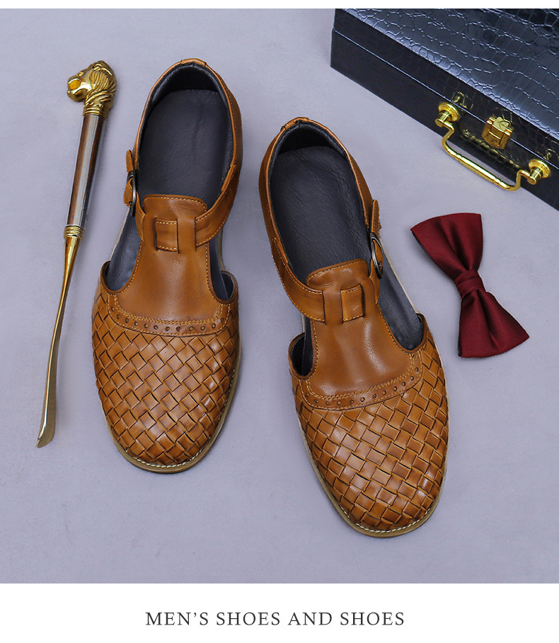 Sandal da nam bít mũi cổ điển khóa cài thoáng khí — Màu nâu, Màu đen