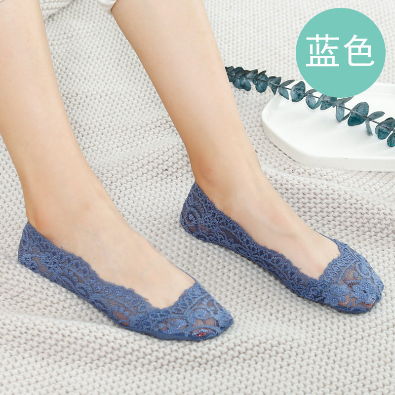蕾丝袜子女春夏季薄款可爱日系女士短袜套硅胶防滑棉底隐形袜船袜