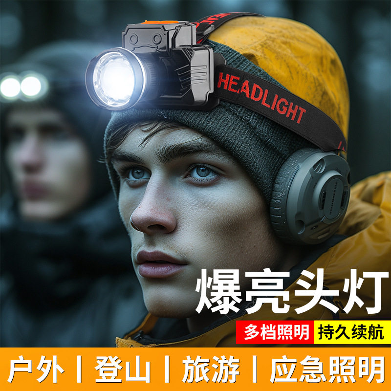 Aluminum Alloy Cross-Border Camera Headlight White Laser 10W Head-Mounted Flashlight Outdoor Fishing Bright Headlight T-27