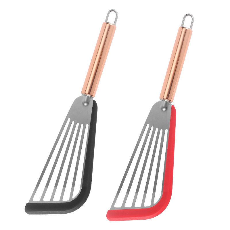 Silicone Stainless Steel Fish Shovel Color Plated Handle Stainless Steel Silicone Edge Fish Shovel Amazon Leak Shovel Kitchen Utensils