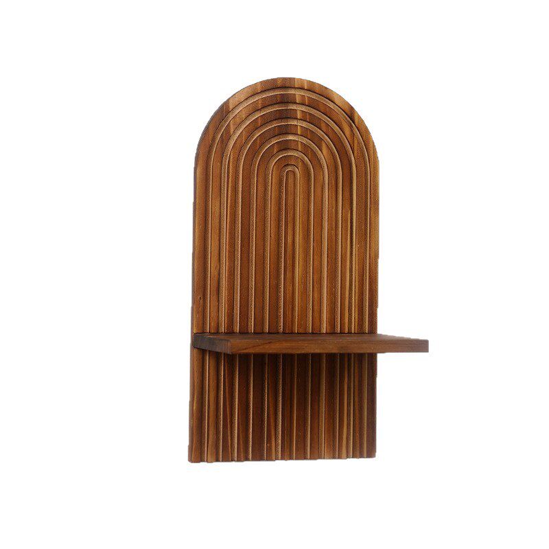Wooden Wall-Mounted Shelf, Bohemian Style Wooden Living Room Decorative Shelf, Aromatherapy and Perfume Display Stand