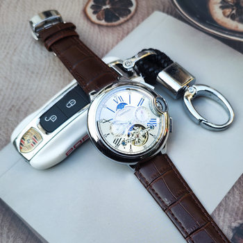 Automatic Mechanical Watch Japan Imported Oriental Core Calendar Moon Phase Watch Steel Fashion Aggressive Tourbillon Watch