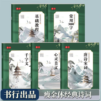 Slim Gold Calligraphy Copybook for Adults and Students, Basic Introductory Complete Set for Beginners, Complete Set of Commonly Used Characters, Pen Tracing Book