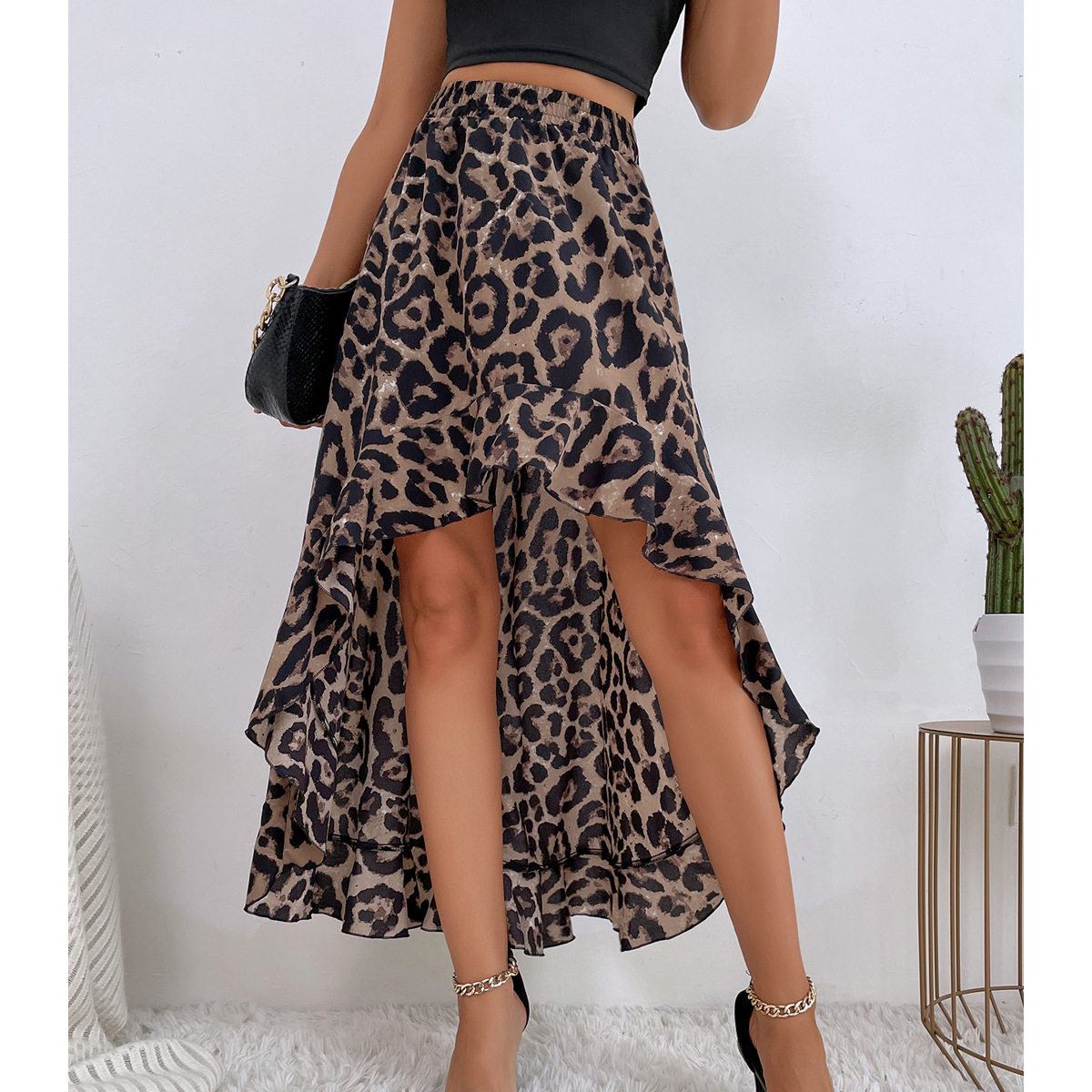 Womens Irregular Print Midi Skirt Sexy Trendy Versatile Casual Wear for Spring Summer Ready to Ship