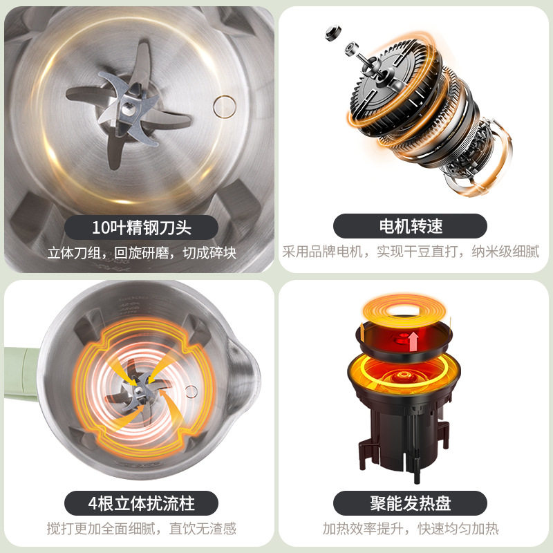 Mini Filter-Free Smart Soymilk Machine Household Fully Automatic Wall-Breaking Machine 3-4 People Multi-Function Juicer and Cooking Machine