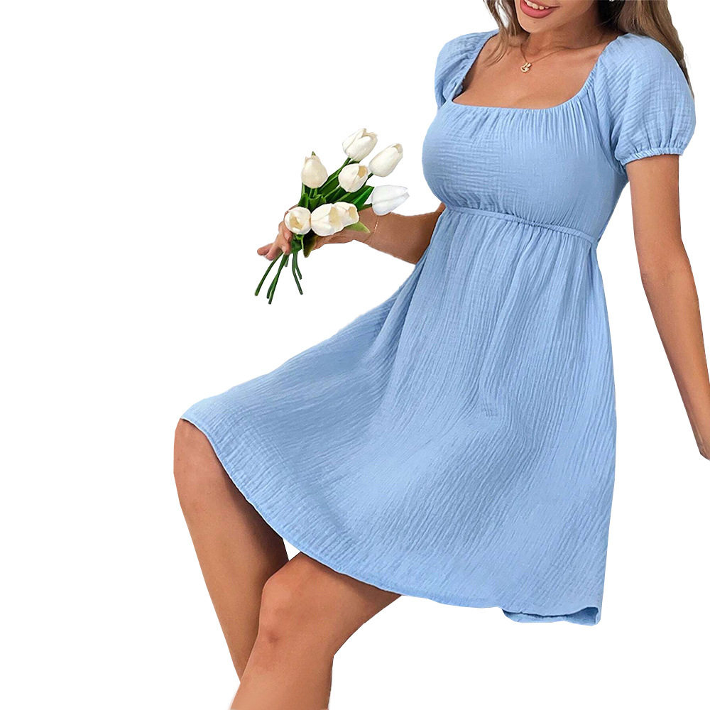 Elegant French Style Midi Dress for Women Unique Square Neck Backless Design Chic Silhouette Perfect for Parties or