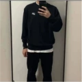 Embroidered black crew neck sweatshirt