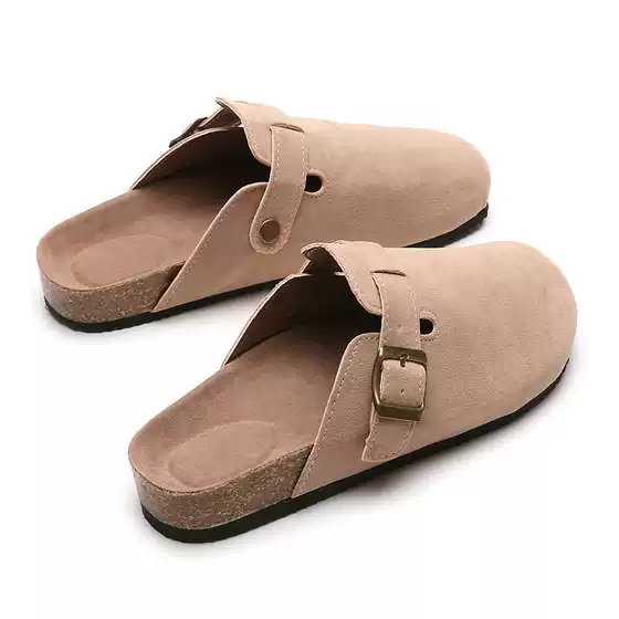 Baotou Boken Slippers Women's Cork Slippers Wish Cross-Border Large Size Export Roman Shoes Casual Half Slippers Lazy Shoes