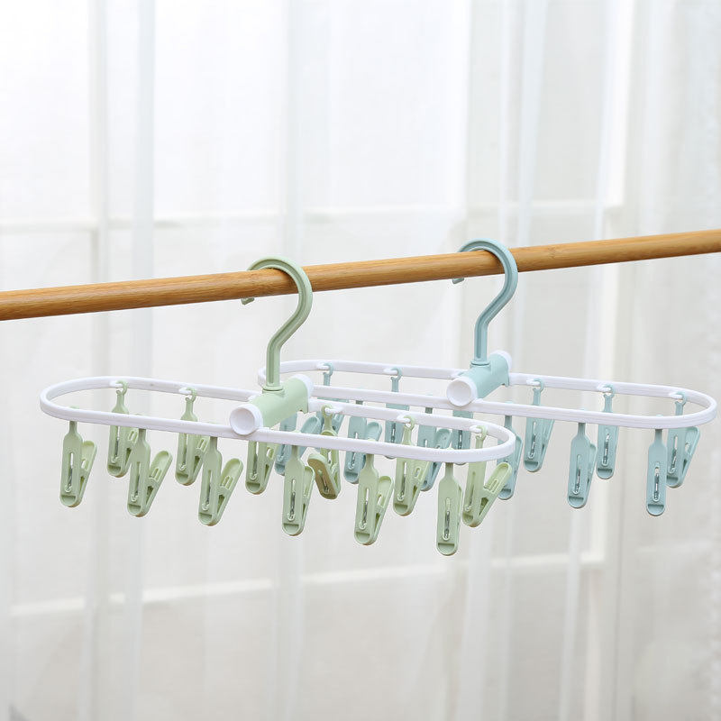 Multi-Purpose Wardrobe Clips for Sock Storage, Plastic Drying Rack, 12 Clips, Space-Saving, Multi-Functional for Home Use, Suitable for Underwear