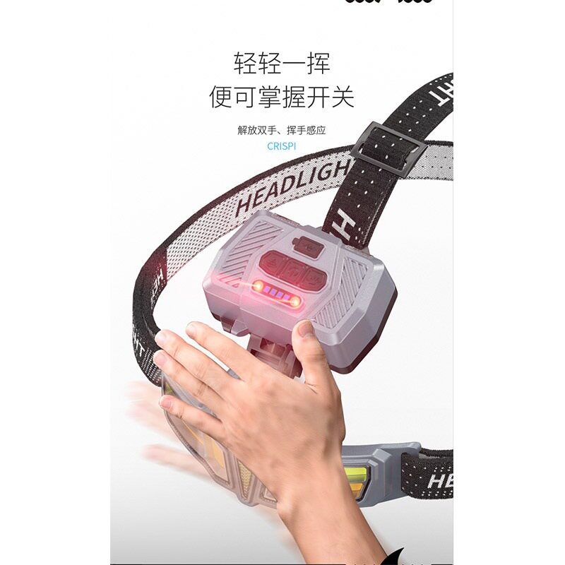 Cross-Border New Outdoor Lighting Strong Light Induction Headlight Super Bright Night Fishing Head-Mounted Work Light Lightweight Rechargeable Extra Long