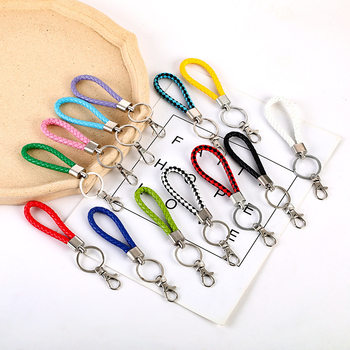 Leather Key Ring Lobster Clasp Car Accessories Creative Hand-Woven Rope Door Electric Car Key Chain Pendant