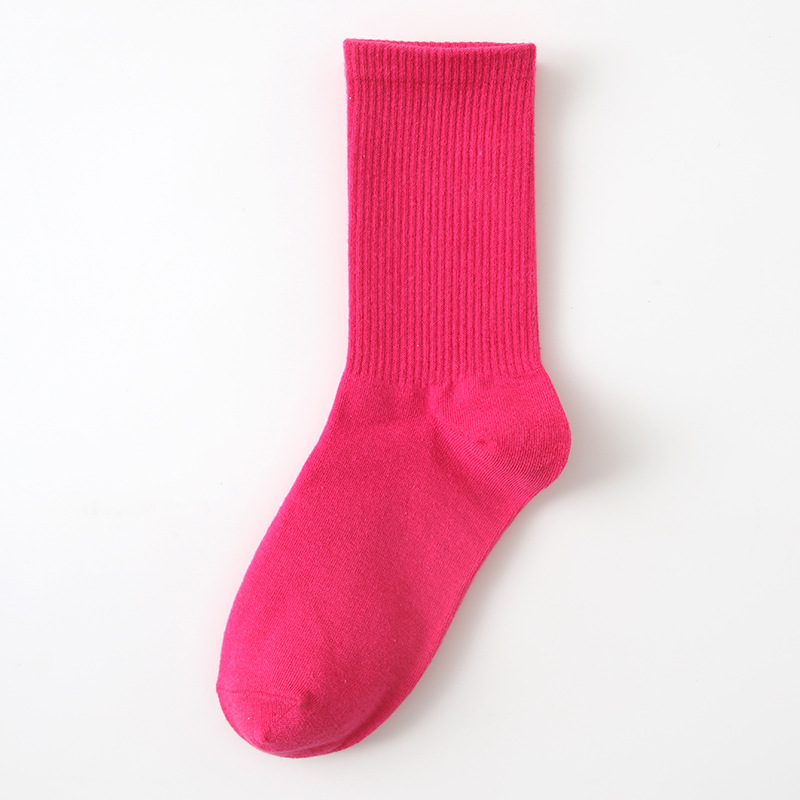女士秋冬纯色袜糖果色中筒袜ins风彩色堆堆袜棉质街头运动袜