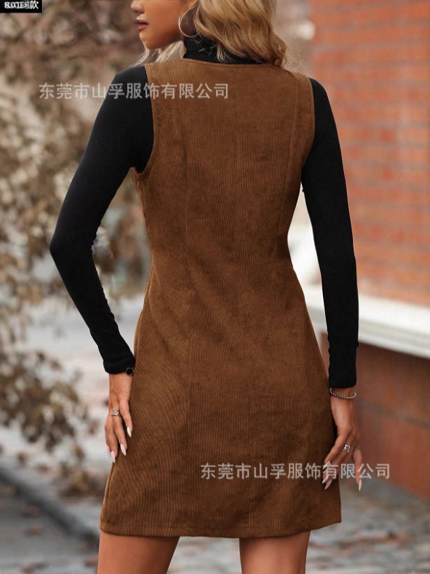 Color Block Zip Up Two Piece Dress Loose Fit Casual Style Autumn Fashion Wholesale Available