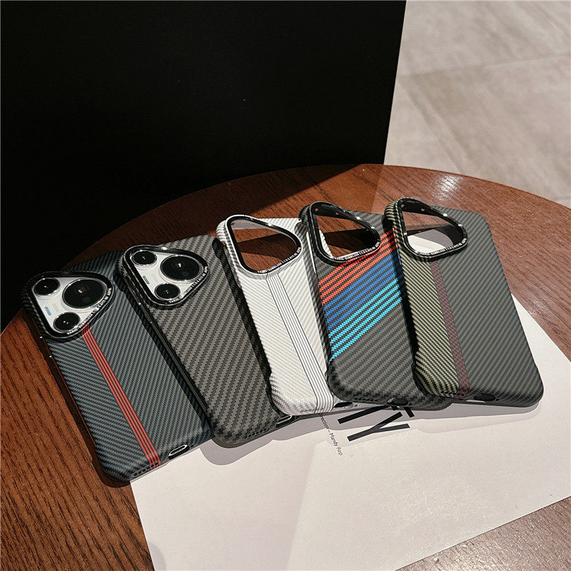 Kevlar Carbon Fiber Pattern Huawei mate70pro Phone Case pura70pro Borderless Protective Case for RS