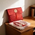 Crimson red stretch silk scarf blanket