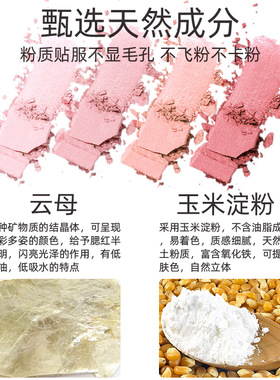 泰国TREECHADA4色格子腮红胭脂自然持久橘粉珠光光